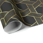 黒と金ゴールドの幾何学的パターン ラッピングペーパー (ロールコーナー)