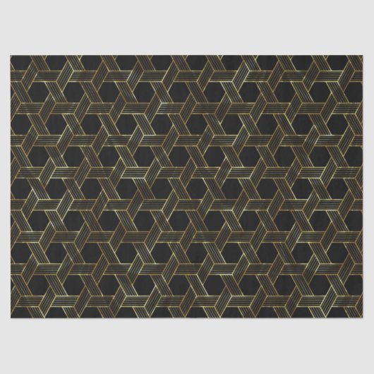 黒と金ゴールドの幾何学的パターン 薄葉紙 (正面)