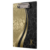 黒と金ゴールドの幾何学的フローラマスク クリップボード (左)