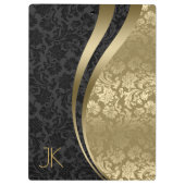 黒と金ゴールドの幾何学的フローラマスク クリップボード (裏面)