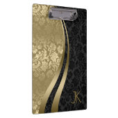 黒と金ゴールドの幾何学的フローラマスク クリップボード (右)