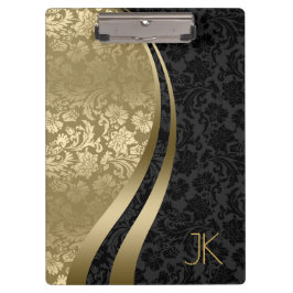 黒と金ゴールドの幾何学的フローラマスク クリップボード