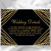 黒と金ゴールドの幾何結婚詳細カード エンクロージャーカード