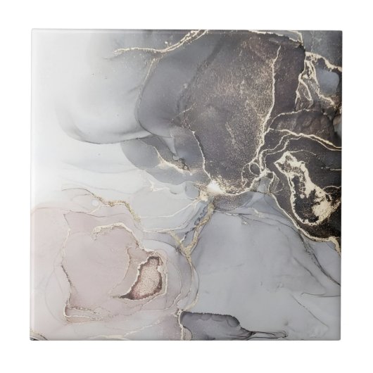 黒と金ゴールドの床タイル灰色の白 タイル (正面)