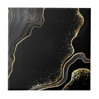 黒と金ゴールドの床タイル タイル