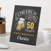 黒と金ゴールドの応援とビール任意の年齢誕生日 台座サイン (インサイチュ)