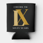 黒と金ゴールドの応援誕生日 缶クーラー (正面)