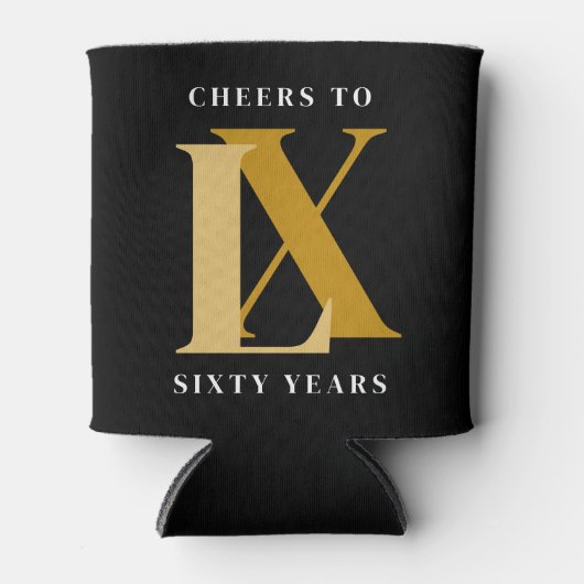 黒と金ゴールドの応援誕生日 缶クーラー (正面)