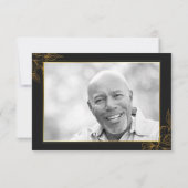 黒と金ゴールドの悔やみや弔慰と葬儀後の写真 サンキューカード (裏面)