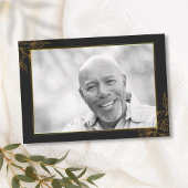 黒と金ゴールドの悔やみや弔慰と葬儀後の写真 サンキューカード