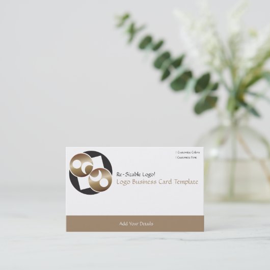 黒と金ゴールドの惑星ムーンロゴ 名刺 (スタンド正面)