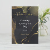 黒と金ゴールドの感謝してい大理石あなたの招待 招待状 (スタンド正面)