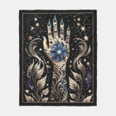 黒と金ゴールドの手入れ フリースブランケット (正面)