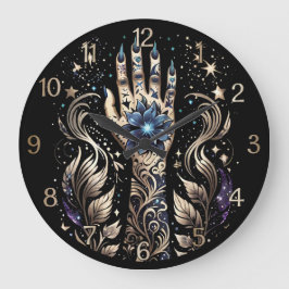 黒と金ゴールドの手入れ ラージ壁時計