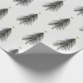 黒と金ゴールドの手書きのクリスマスツリー ラッピングペーパー (角)