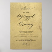 黒と金ゴールドの抜き結婚式のサイン ポスター (正面)