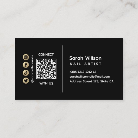 黒と金ゴールドの抽象芸術の背景 名刺 (裏面)