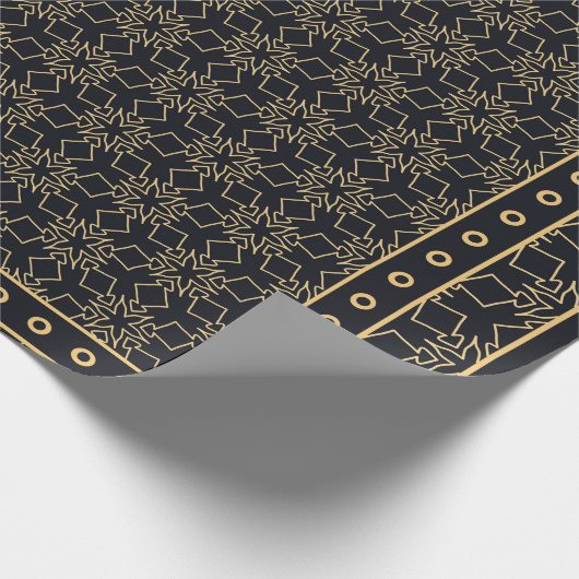黒と金ゴールドの抽象芸術グラフィックパターン。幾何学的 ラッピングペーパー (角)