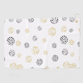 黒と金ゴールドの抽象芸術ドットのパターン ゴルフタオル (横)