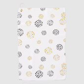 黒と金ゴールドの抽象芸術ドットのパターン ゴルフタオル (正面)