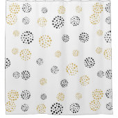 黒と金ゴールドの抽象芸術ドットのパターン シャワーカーテン (正面)