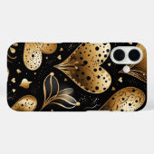 黒と金ゴールドの抽象芸術バレンタイン愛ハート Case-Mate iPhoneケース (裏面 (横))