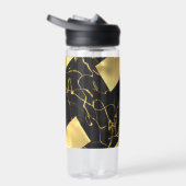 黒と金ゴールドの抽象芸術パターン ウォーターボトル (右面)