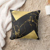 黒と金ゴールドの抽象芸術パターン クッション (ブランケット)