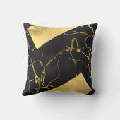 黒と金ゴールドの抽象芸術パターン クッション (裏面)