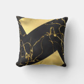 黒と金ゴールドの抽象芸術パターン クッション (正面)
