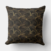 黒と金ゴールドの抽象芸術パターン クッション (正面)