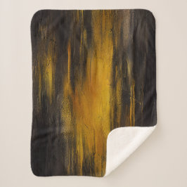 黒と金ゴールドの抽象芸術パターン シェルパブランケット