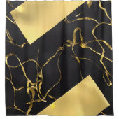 黒と金ゴールドの抽象芸術パターン シャワーカーテン (正面)