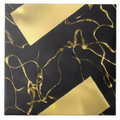 黒と金ゴールドの抽象芸術パターン タイル (正面)