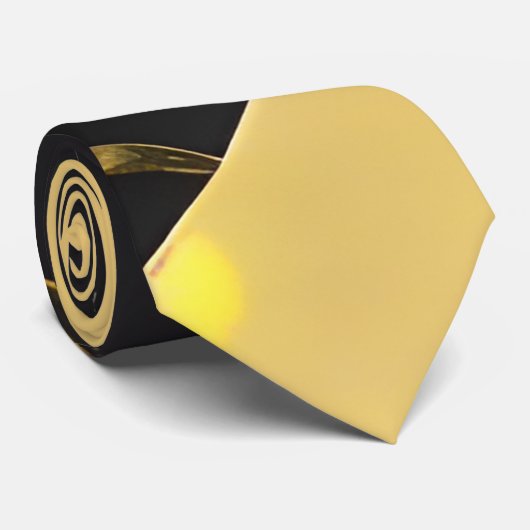 黒と金ゴールドの抽象芸術パターン ネクタイ (ロール)