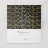 黒と金ゴールドの抽象芸術幾何三角形結婚の プレイスカード (外部開封)