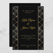 黒と金ゴールドの抽象芸術結婚式招待状 招待状 (正面/裏面)