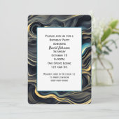 黒と金ゴールドの抽象芸術誕生日パーティー 招待状 (スタンド正面)