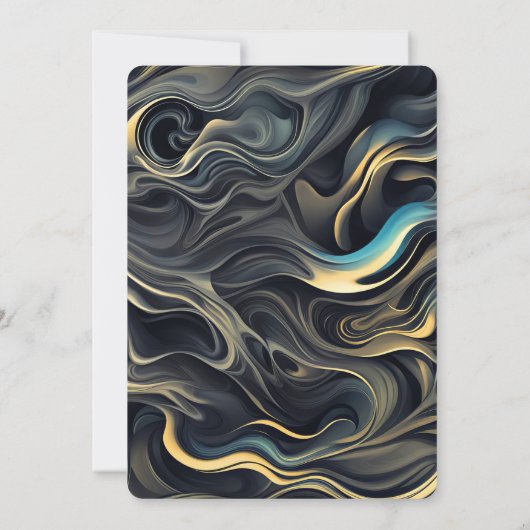 黒と金ゴールドの抽象芸術誕生日パーティー 招待状 (裏面)