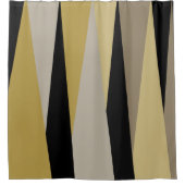 黒と金ゴールドの抽象芸術 シャワーカーテン (正面)