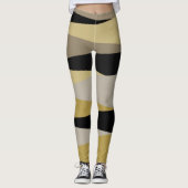 黒と金ゴールドの抽象芸術 レギンス (正面)