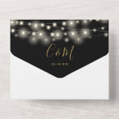 黒と金ゴールドの文字列のライトメイスンジャーズ結婚ズ オールインワン招待状 (裏面)