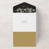 黒と金ゴールドの文字列ライトQRコー結婚ド オールインワン招待状 (外側)