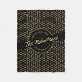 黒と金ゴールドの新婚記念クリスマス フリースブランケット (正面)