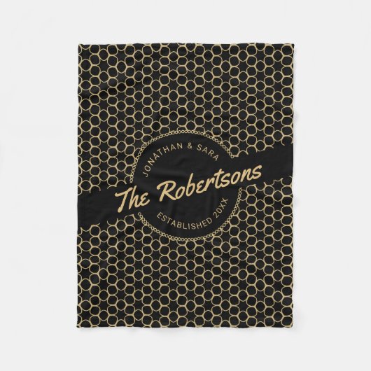 黒と金ゴールドの新婚記念クリスマス フリースブランケット (正面)