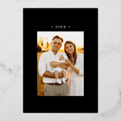 黒と金ゴールドの日が差すことハッピーニューイヤー写真 箔シーズンカード (裏面)