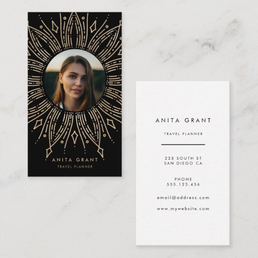 黒と金ゴールドの日が差すことフレームアート縦 名刺 (正面/裏面)