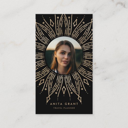 黒と金ゴールドの日が差すことフレームアート縦 名刺 (正面)