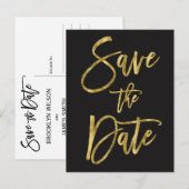 黒と金ゴールドの日付はがきを保存 案内ポストカード (正面/裏面)
