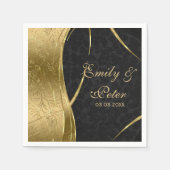 黒と金ゴールドの日付を保存 スタンダードカクテルナプキン (正面)
